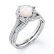 thumbnail image 3 of JeenMata Anillo Nupcial con Pavé Infinito de Moissanita y Ópalo Australiano de Talla Cojín de 1,5 Quilates Engastado en Oro Blanco de 18 K sobre Plata, 3 of 5