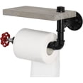 thumbnail image 4 of Industrial Wall-Mounted Toilet Paper Holder with Shelf, SUS304 Stainless Steel Matte Black Tissue Roll Dispenser Rack for Bathroom Organization, 4 of 9