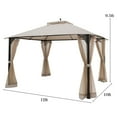thumbnail image 2 of Costway 12' x 10' Outdoor Patio Gazebo Canopy Shelter Double Top Sidewalls Netting Beige, 2 of 10