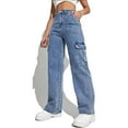 thumbnail image 4 of HLSOHJP New Y2K Style Jeans For Women Fashion Denim Straight Pants Casual Multi Pocket Cargo Pants S-XL Drop Shipping, 4 of 5