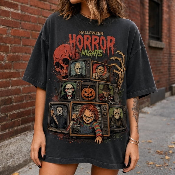 Vintage Halloween Horror T-Shirt: Retro Monster TV Graphic Unisex Tee