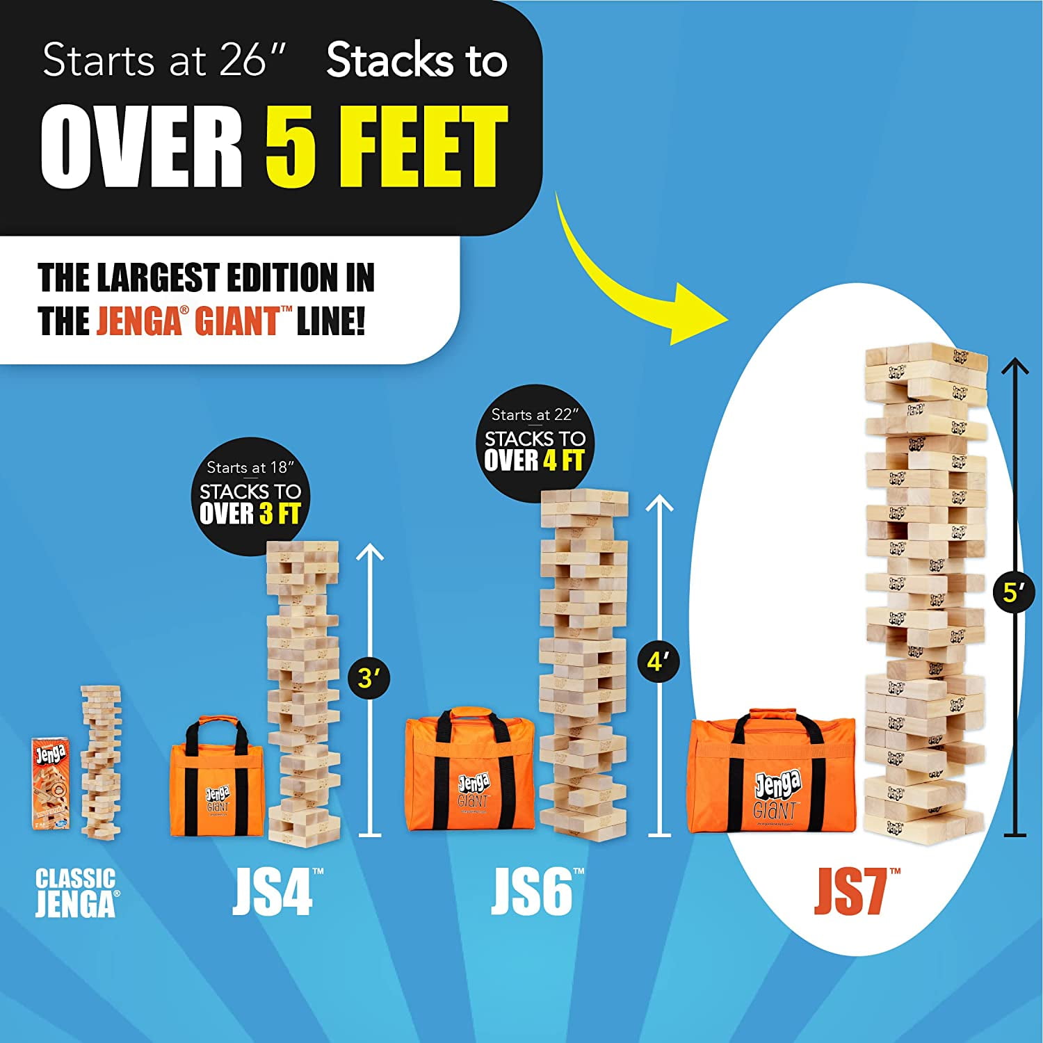 Jenga Giant - JS7 Oversized Extra Large Hardwood Stacks Up Jenga Giant - JS7 Oversized Extra Large Hardwood Stacks Up