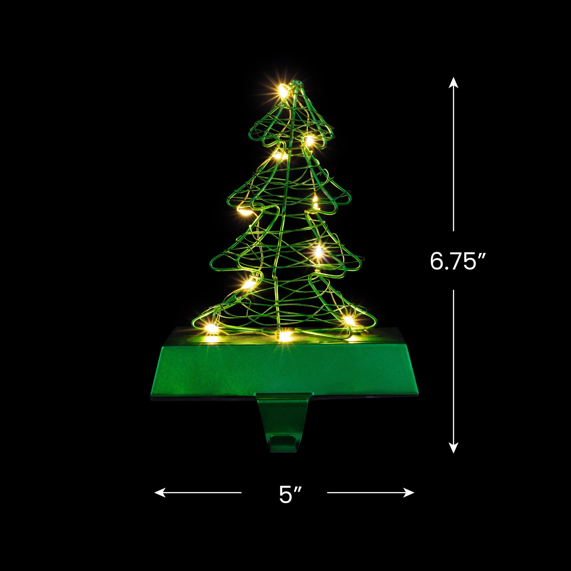 Northlight LED Lighted Wire Christmas Tree Stocking Holder - 6.75" - Green
