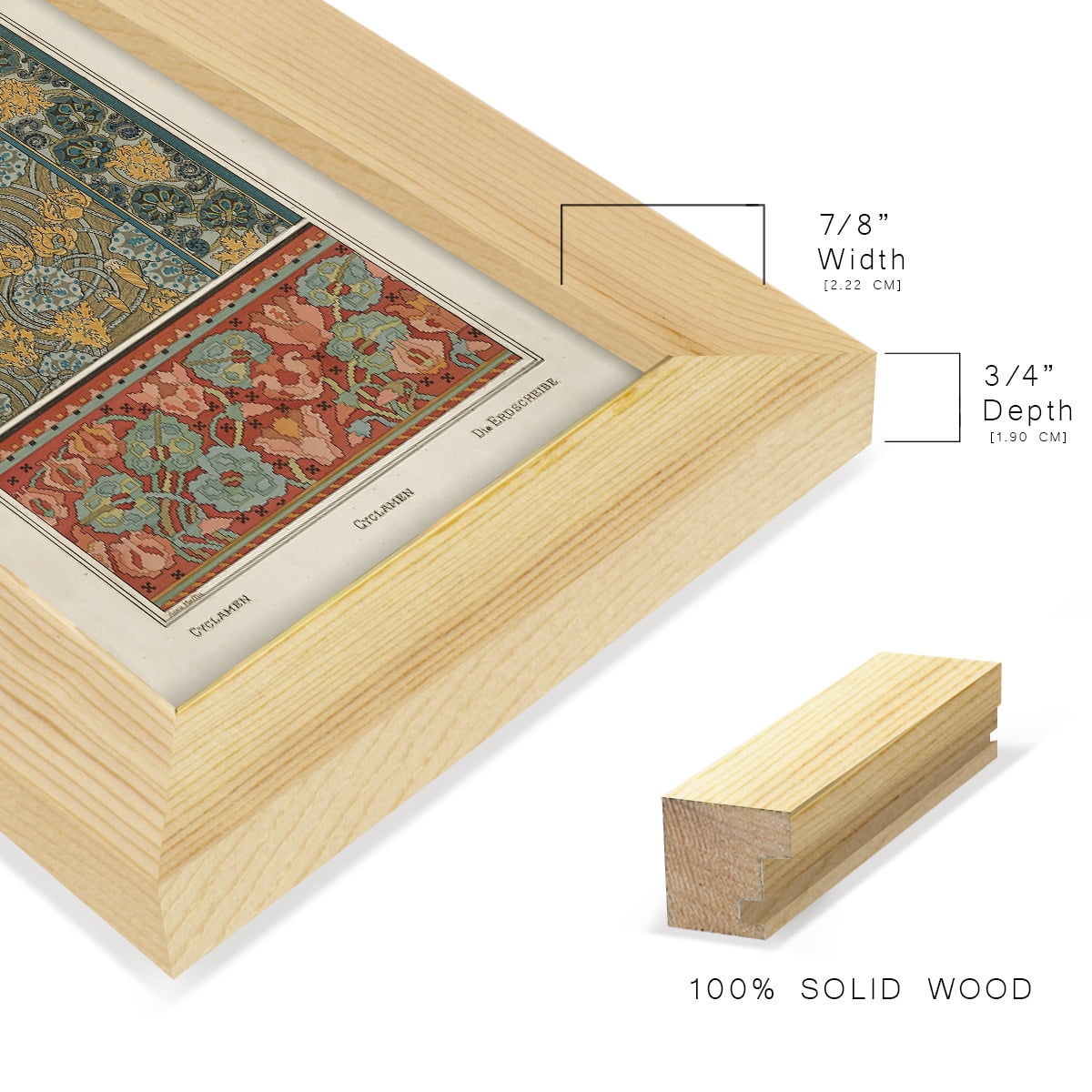 Nouveau Decorative I - Framed Print w/glass - Natural Wood