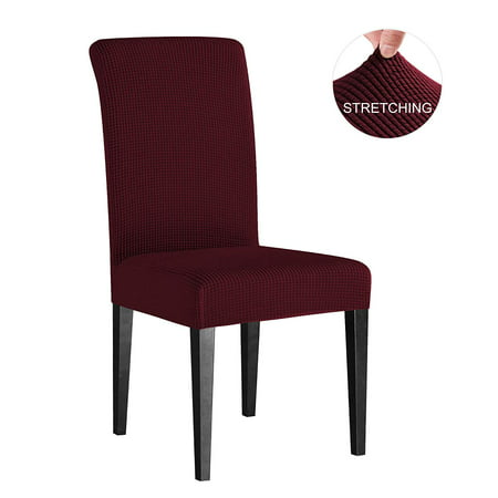 Subrtex Dyed Jacquard Stretch Dining Room Chair Slipcovers (4pcs, Wine (Best Wine With Dark Chocolate)