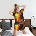 thumbnail image 5 of Daiia Sunset Coast Sunflower Pattern Womens Pajama Sets Short Sleeve Pajamas for Women Sets Soft Lounge Sets Casual Round Neck Sleepwear PJS-Medium, 5 of 7