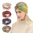 thumbnail image 2 of Women Boho Wide Headbands Criss Cross Headband Tie Dye Knotted Head Wrap Bandana Elastic Hairbands Hair Accessories, 2 of 8