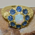 thumbnail image 6 of LBG British Made 9k Yellow Gold Natural Opal & Sapphire Womens Promise Ring - 33 size options - Size 9.5, 6 of 8