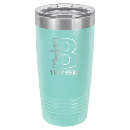 

PERSONALIZED Stainless Steel Tumbler with Lid Letter and Name Monogram Insulated Tumblers for Gym Office Home and Outdoors 20 Oz Hollow Vines Teal