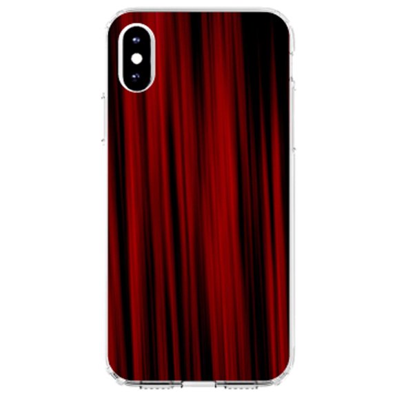 DistinctInk Clear Shockproof Hybrid Case for iPhone X / XS (5.8" Screen) - TPU Bumper, Acrylic Back, Tempered Glass Screen Protector - Bright Red Curtains
