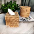 thumbnail image 2 of 1 Round Rattan Tissue Box Cover, Hand Woven Wicker Tissue Holder, Retro Tissue Box Storage for Office, Living Room, Dining Room, Bedroom, 5.9 x 5.9 x, 2 of 2