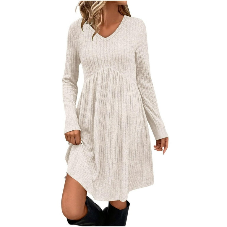 rib-knit dress with flared skirt Black Ribbed Knit Slim Bodice Contrast Flared Skirt Patchwork Belted Dress Black / S / 95%Polyester+5%Elastane by Blue Zone Planet main image 1