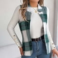 thumbnail image 5 of MexChoioe Womens Plaid Vest Lapel Collar Open Front Sleeveless Wool Blend Casual Outer Gilet for Womens, 5 of 7