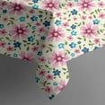 thumbnail image 4 of Lightgreen Daisy Flower Pink Blooms Pattern Rectangle Tablecloth 60"x102",Waterproof Polyester Rectangle Table Cloth, Wipeable Spillproof Polyester Tablecloth for Dining, Camping, Indoor and Outdoor, 4 of 6