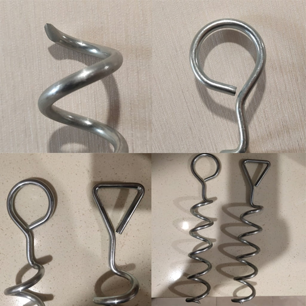 4Pcs Tent Stake Anchors with Strap Portable Trampoline Stakes Tie Down Spirals Ground Anchors Stake Tent Accessories