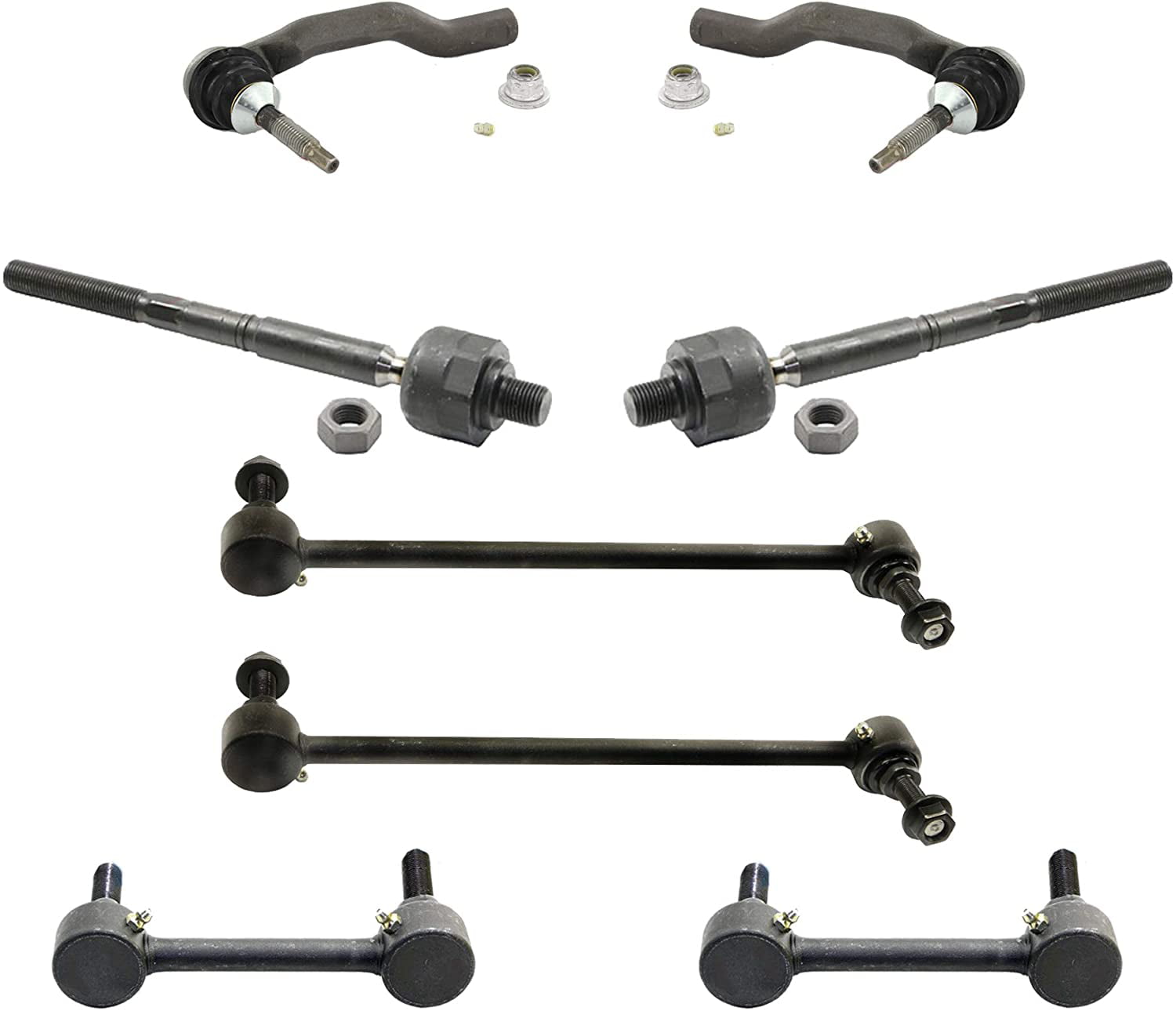 Detroit Axle 2015-2018 Ford Edge 8PC Front and Rear Stabilizer Sway Bars Links and Inner Outer Tie Rod Ends for 2013 2014 2015 2016 2017 2018 Ford Fusion 