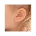 thumbnail image 4 of 14k Gold Pink Cubic Zirconia Heart Kids / Children's / Girls Hoop Earrings, 4 of 6