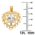 thumbnail image 2 of 14k Two-tone Cross and Filigree Heart Pendant with 1.2mm Rolo Chain, 2 of 4
