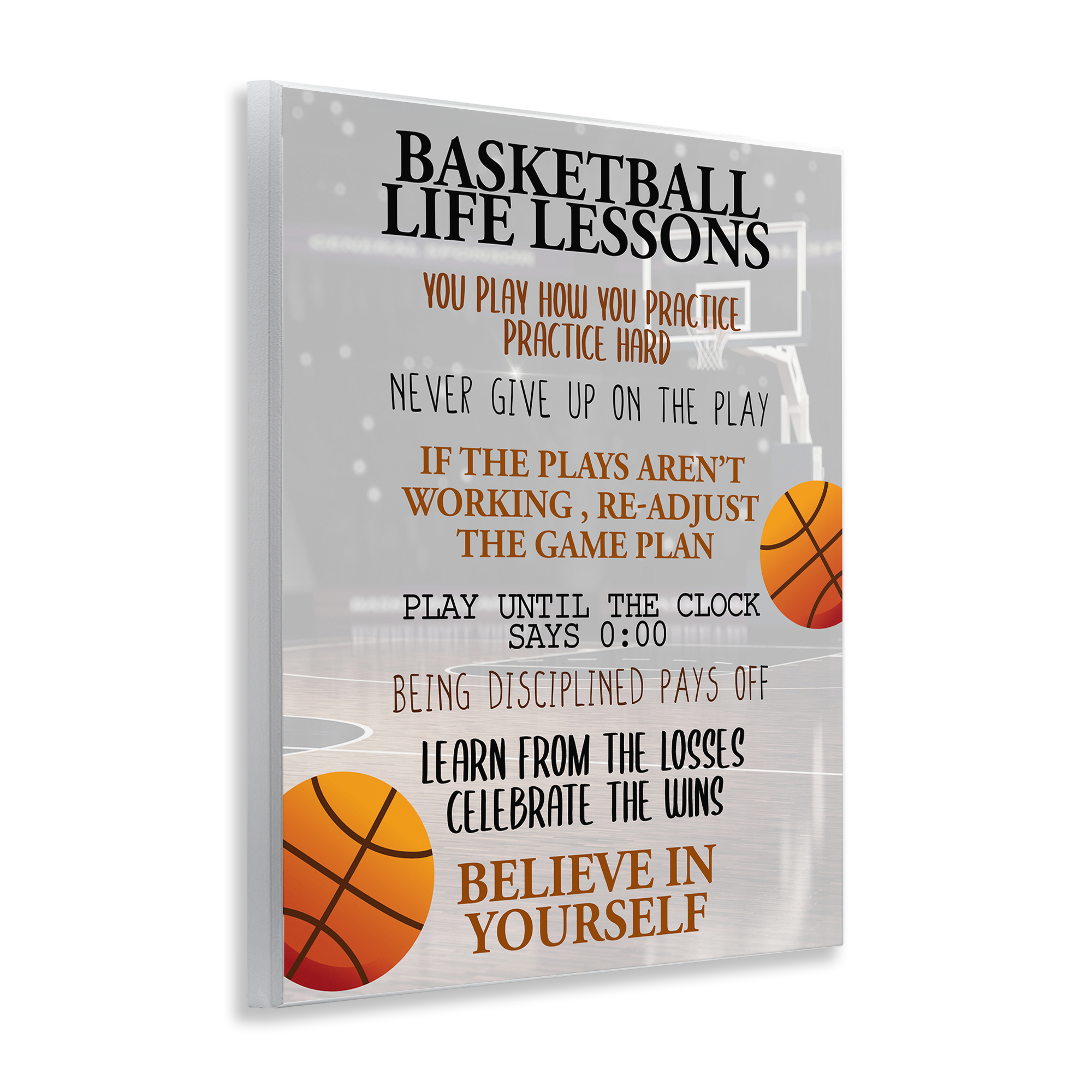 Basketball Life Lessons Wall Plaque Art, design by Kim Allen