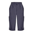 thumbnail image 5 of UAMVSH Women's Capri Cargo Pants Outdoor Hiking Workout Pockets Pants Cuffed Hem Elastic Waist Drawstring Athletic Cropped Pants, 5 of 5