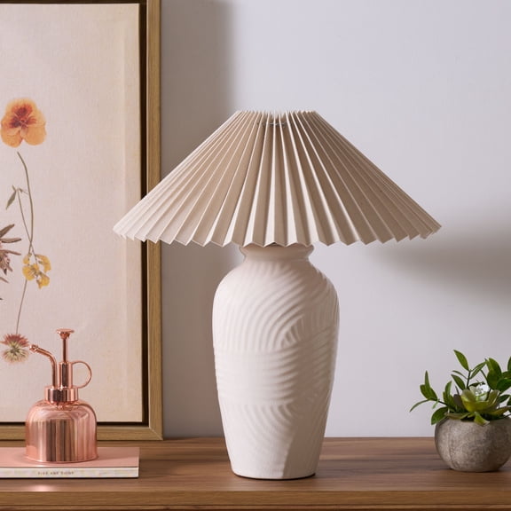 Safavieh Amelia Contemporary White Ceramic Table Lamp with White Shade