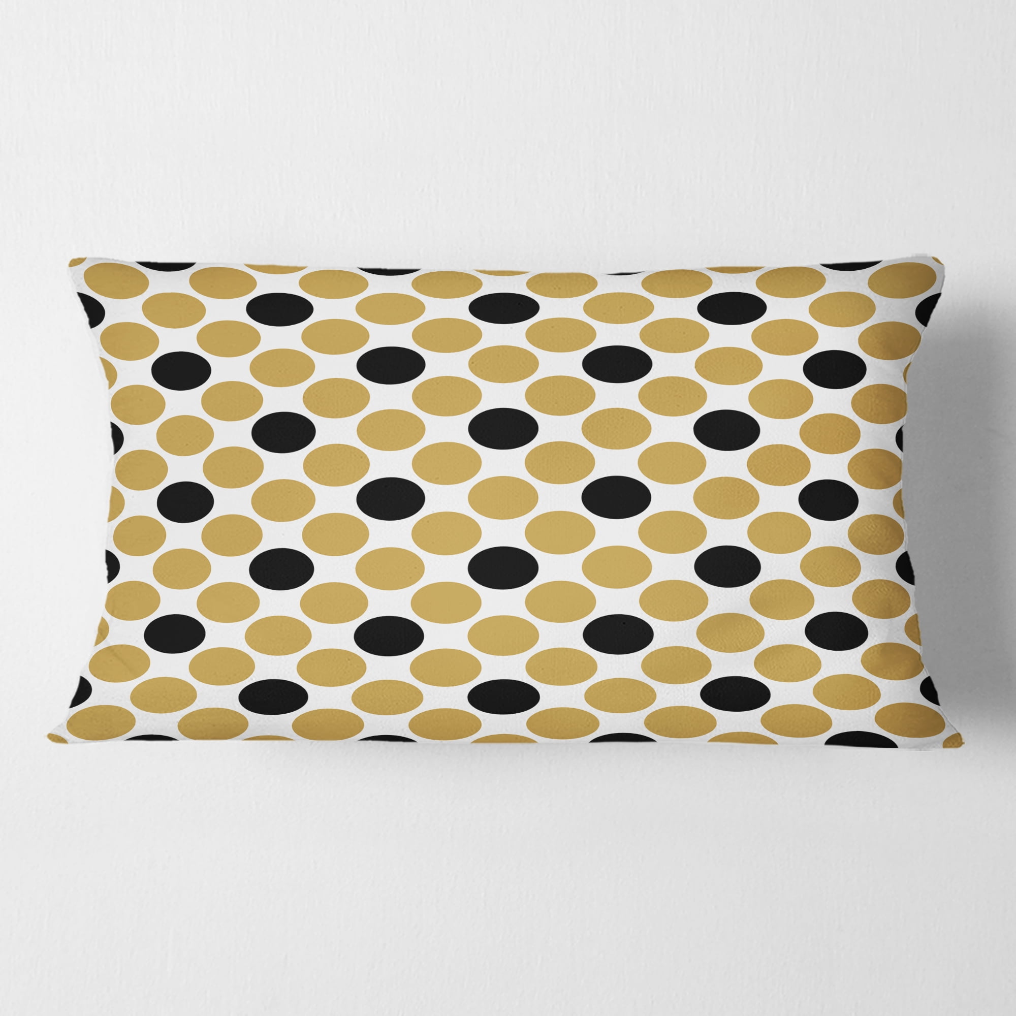Designart Golden Polka Dot' Mid-Century Modern Throw Pillow - 12x20