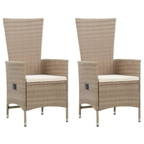 vidaXL Patio Chairs 2 Pcs Patio Rattan Dining Chair with Cushions Poly Rattan