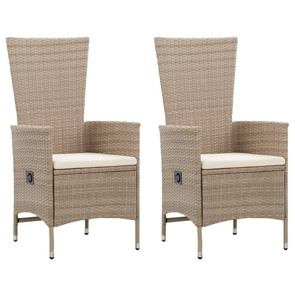 vidaXL Patio Chairs 2 Pcs Patio Rattan Dining Chair with Cushions Poly Rattan
