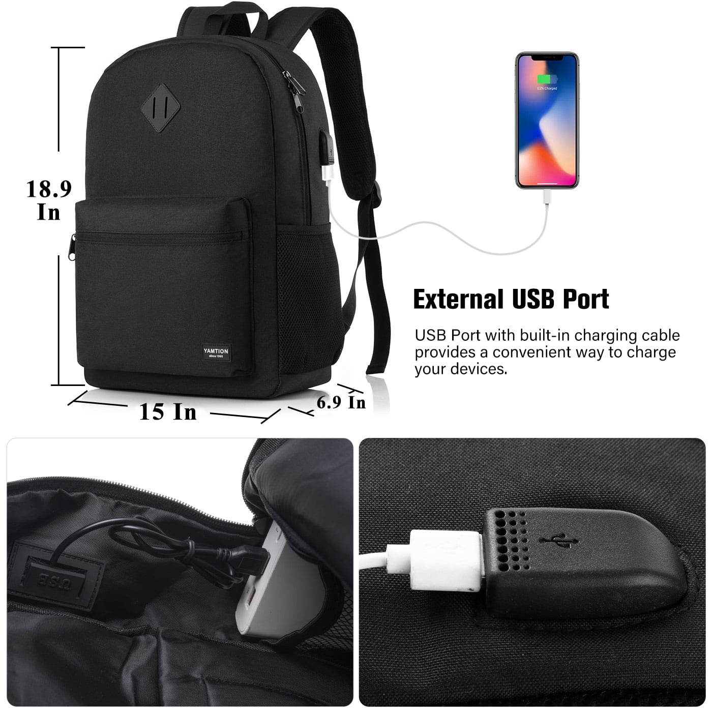 17 Inch Backpack for School Business Travel,Computer Bookbag Schoolbag for Work College Teen Men Boy Girl Women