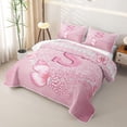 thumbnail image 3 of meiyoeat Pink Glitter Butterfly Monogrammed S Twin Quilt Set for Girls, Sparkle Floral Initial Letter Twin Coverlet Set, 2-Piece 1 Bedspread and 1 Pillowcase, 3 of 7