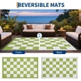 thumbnail image 3 of Garvee 8'x10' Plastic Outdoor Rug Checkboard Woven Outdoor Carpet, Geometric Plaid Rugs Reversible Outside Carpet for RV Camping Balcony Deck Backyard, Light Green, 3 of 6