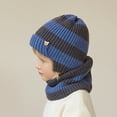 thumbnail image 3 of Zwiiyzr Kids Winter Beanie Hat Warm Knit Thick Stripe Ski Cap And Scarf Set For Girls Boys 1-11 Years Blue, 3 of 5
