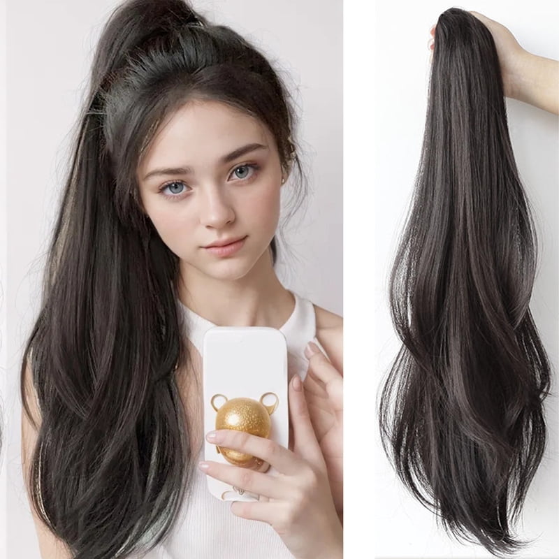 Ocelot Long Hair Extension Synthetic Clip Ponytail Wig Clip High Ponytail Natural Curly Hair Accessories On Woman's Ponytail