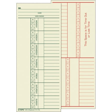 TOPs Extra-Heavy 2 Sided Weekly Time Cards, Manila