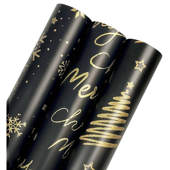 Christmas Wrapping Paper, Gift Wrapping Paper, 17" x 120" Per Roll, 3 Rolls, 42.51 sq. ft. Total