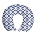 thumbnail image 1 of Ikat Travel Pillow Neck Rest, Eastern Ornament in Blue Exotic Art Elements Curves Simple Design, Memory Foam Traveling Accessory Airplane and Car, 12", Navy Blue White, by Ambesonne, 1 of 3