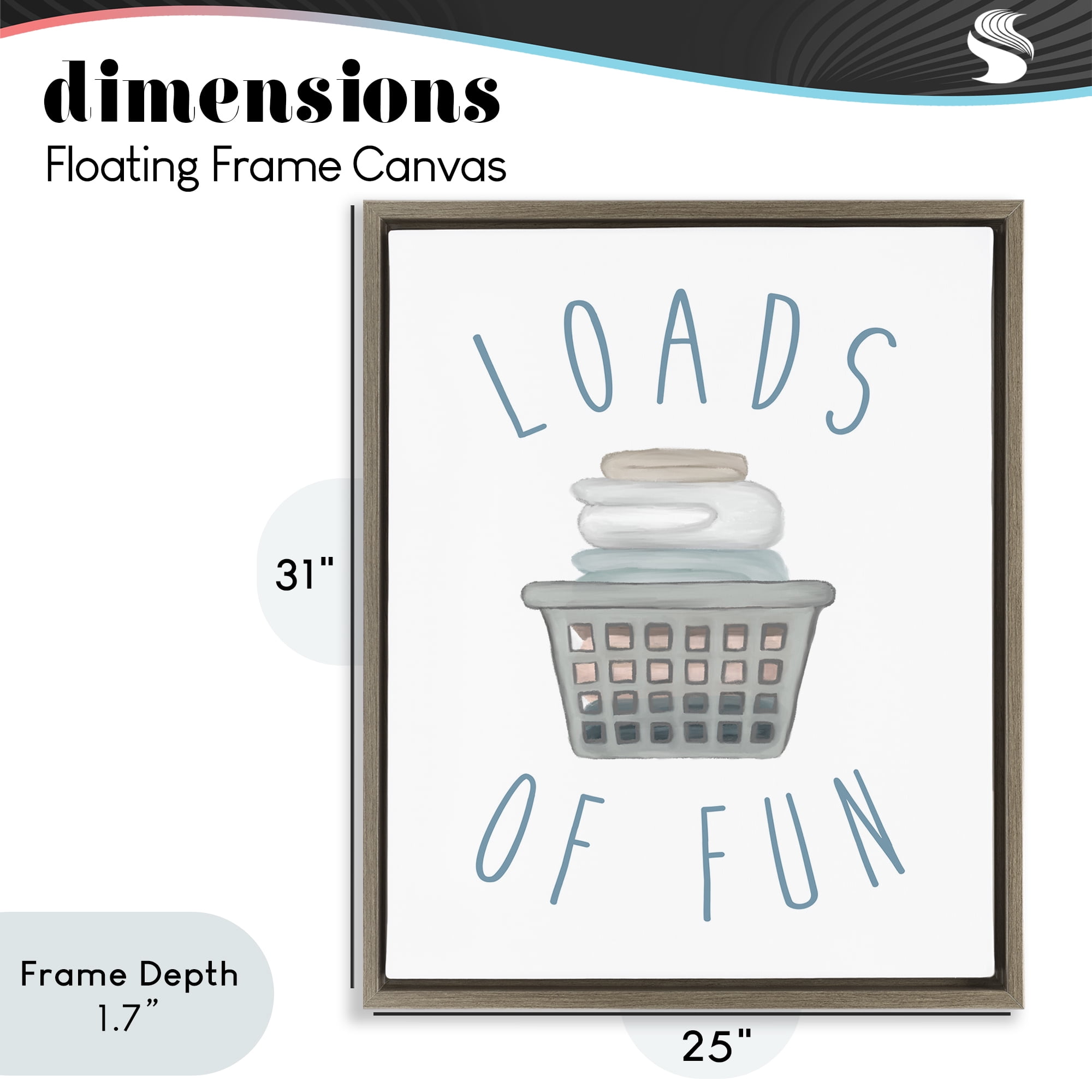 Stupell Industries Loads Of Fun Laundry Basket Brown Framed Floater Canvas Wall Art, design by Elizabeth Medley