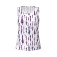 thumbnail image 4 of Xecao Lavender Flowers print women's scoop neck, loose-fit workout tank tops for the gym., 4 of 9