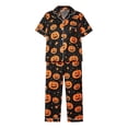 thumbnail image 4 of RMGVDSD Halloween Pajamas for Women Set Button Down Sleepwear Cute Print Pajama Sets 2 Piece Short Sleeve Top and Long Pants Loungewear, 4 of 4