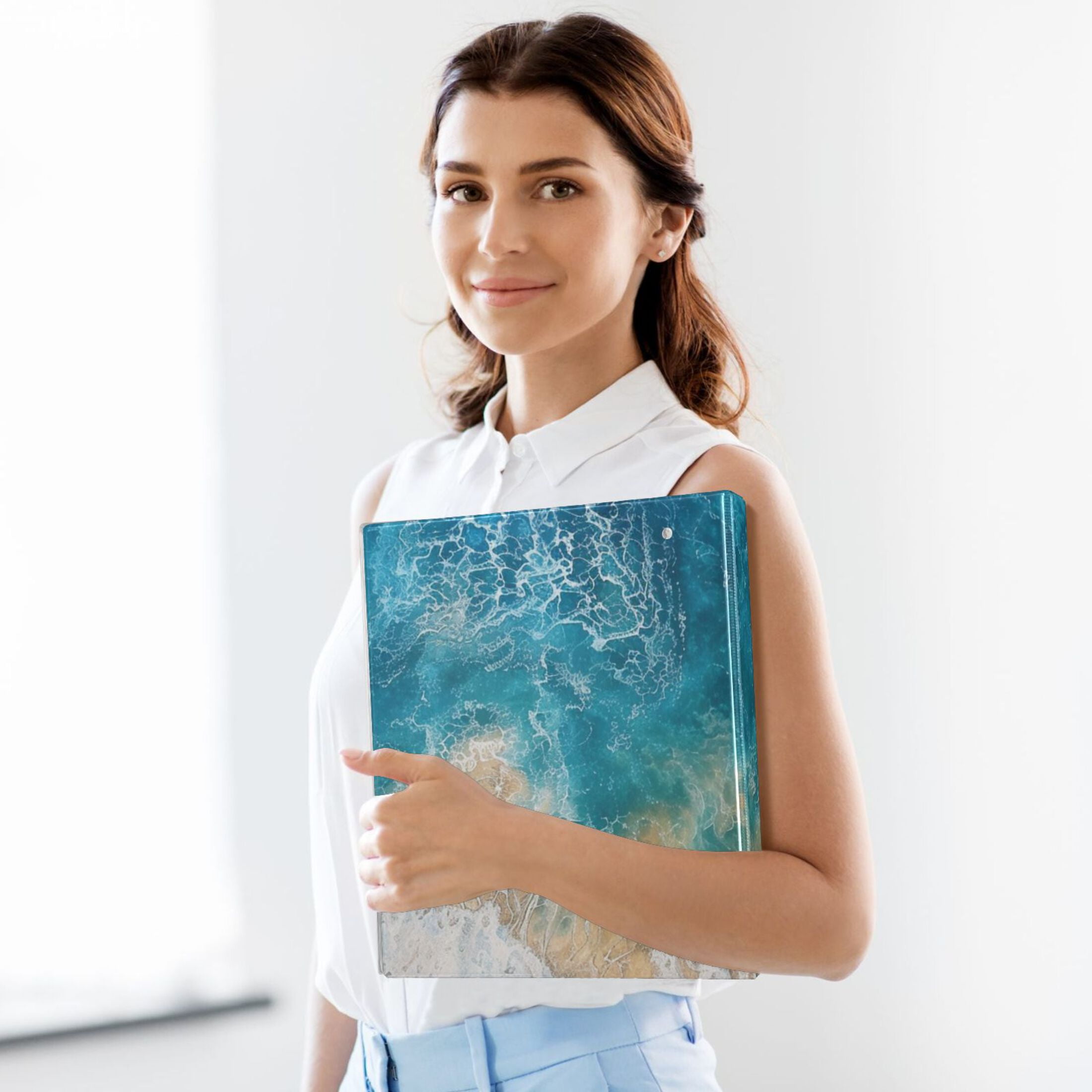 Beach Ocean 3 Ring Binders 1.5 inch Hardcover File Folders with Interior Pockets A4 Size Organizer for School Office Hospital