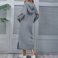 thumbnail image 6 of BiZtdJrK Plus Size Hoodie Dresses for Women Side Split Long Sleeve Sweatshirt Maxi Dress Drawstring Loose Casual Hooded Pullover with Pocket Gray S, 6 of 9
