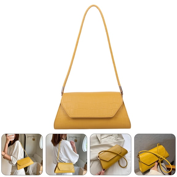 WEAVILUX Trendy Yellow Shoulder Bag for Women, Stylish Party Purse with Storage, Lightweight and