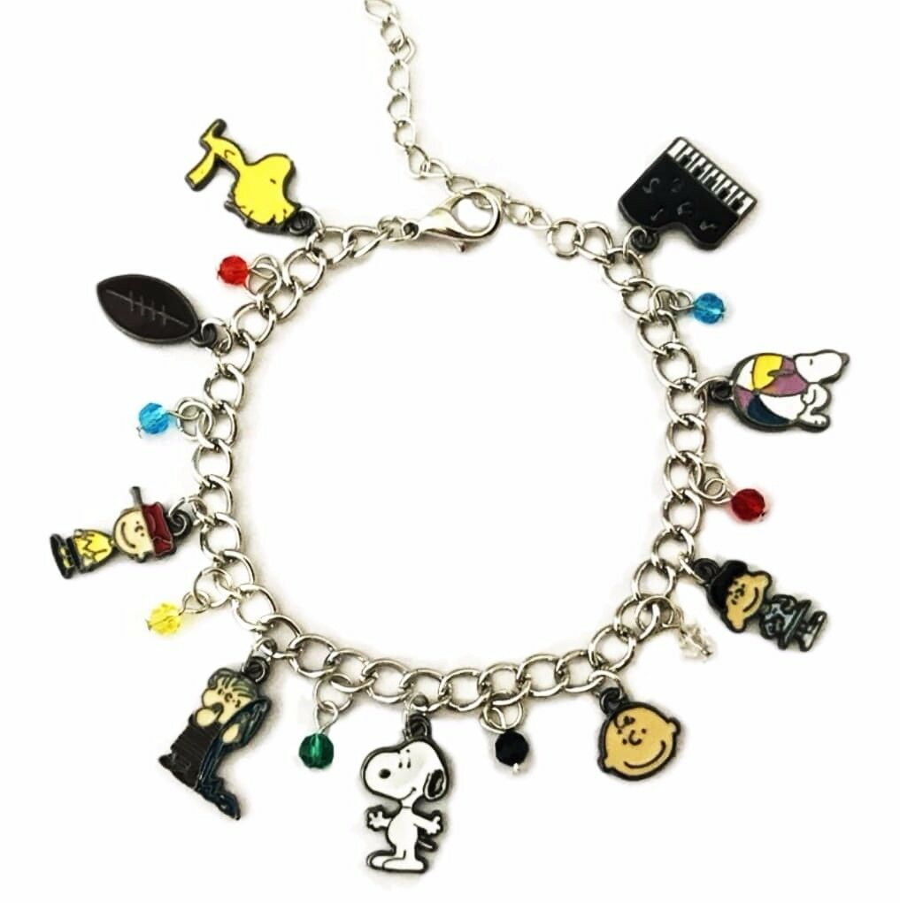 Snoopy & Friends Peanuts Theme Silvertone Charm Bracelet