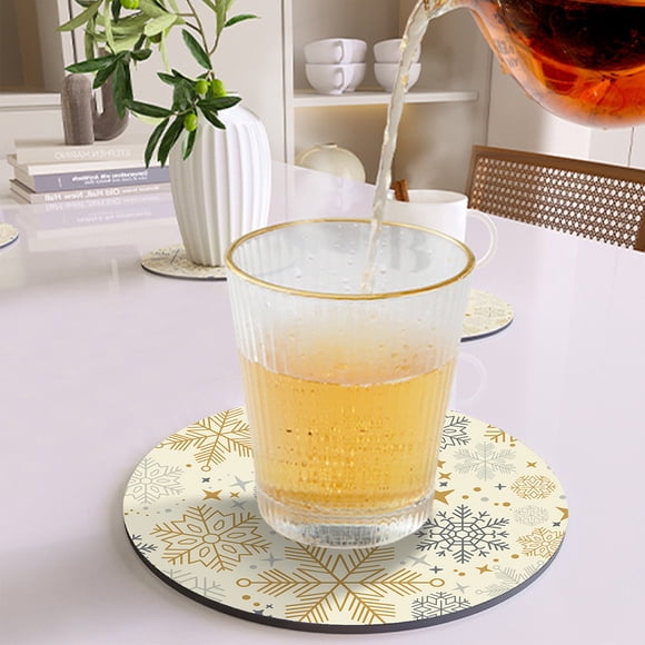 Faux Leather Round Placemats , Coffee Mats, Kitchen Table Mats,, Easy To Clean Round Kitchen Table Mats