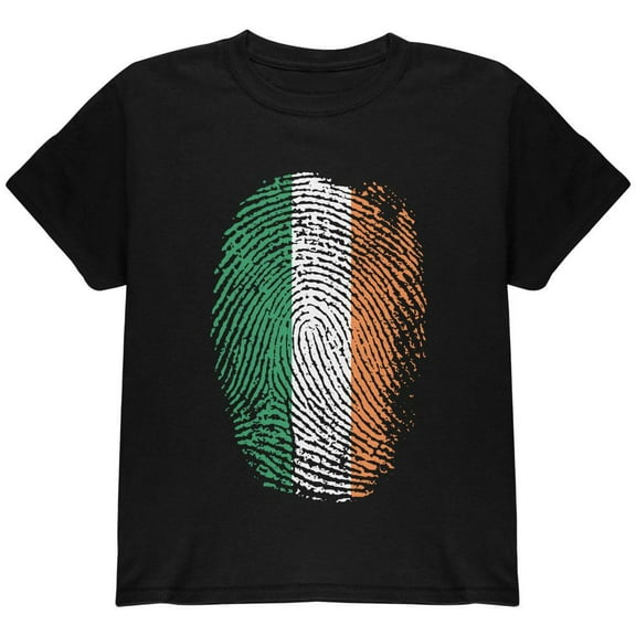 St. Patricks Day Irish Fingerprint Thumbprint Youth T Shirt Black YMD