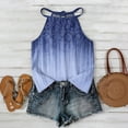 thumbnail image 2 of Boho Halter Top for Womens - Tie Neck Sleeveless Graphic Camisole, Flowy Asymmetric Hem Tank for Women's Summer Beach & Festival Outfits Royal Blue S, 2 of 8