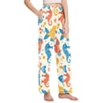 thumbnail image 2 of Dailycode Women's Pajama Pants Wide Leg Lounge Pj Bottoms With Pockets Cartoon Fish and Seahorse, 2 of 7