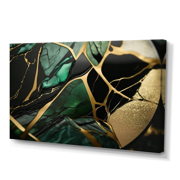 Designart Abstract Geode Green III Canvas Wall Art