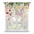 thumbnail image 2 of Flowers Spring Summer Tie Up Curtain 54 Inches Long, Leaves Floral Retro Beige Balloon Style Kitchen Window Curtain Over Sink, Small Window Rod Pocket Curtain 42"x54", 2 of 9