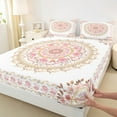 thumbnail image 3 of Manfei Tribal Damask Flower Bed Sheets, White Orange Mandala King Sheets, Western Bohemian Theme Sheet Set, Breathable Home Decor, 4 Pieces, 3 of 7